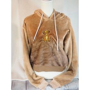 Disney The Lion King Simba Brown Cropped Long Sleeve Sweater size Large